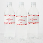 Red Hearts Happy Valentine's Day Waterfles Etiket (Flessen)