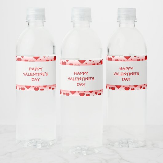 Red Hearts Happy Valentine's Day Waterfles Etiket (Flessen)