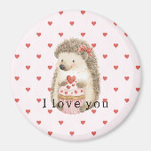 Red Hearts Hedgehog Love Magneet (Voorkant)