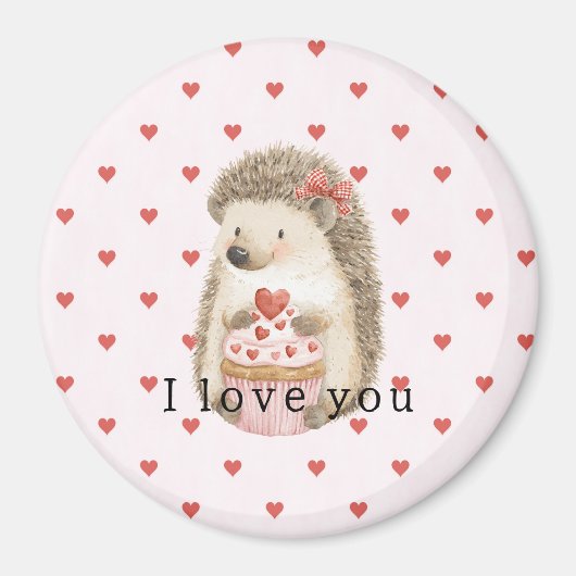 Red Hearts Hedgehog Love Magneet (Voorkant)