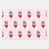 Red Hearts Husky Hondenliefhebber Valentijnse Gift Inpakpapier Vel (Voorkant 2)