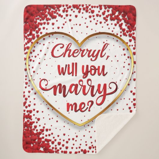 Red Hearts huwelijksvoorstel Sherpa Deken (Voorkant)