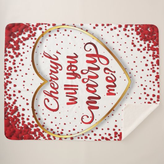 Red Hearts huwelijksvoorstel Sherpa Deken (Voorkant (horizontaal))