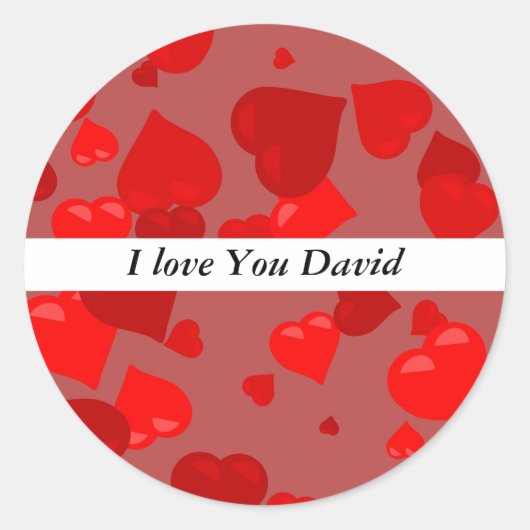 Red Hearts, ik hou van je, David Ronde Sticker (Voorkant)