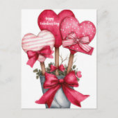 Red Hearts in a Pot Valentine`s Day Card  Briefkaart (Voorkant)
