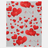Red Hearts Infinity Initialen Monogram op grijs | Fleece Deken (Voorkant)