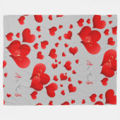 Red Hearts Infinity Initialen Monogram op grijs | Fleece Deken (Voorkant (Horizontaal))