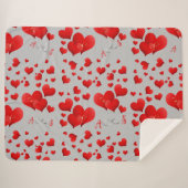 Red Hearts Infinity Initialen Monogram op grijs | Sherpa Deken (Voorkant (horizontaal))