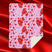 Red Hearts Infinity Initialen Monogram op roze | Sherpa Deken