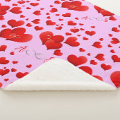 Red Hearts Infinity Initialen Monogram op roze | Sherpa Deken (3/4)