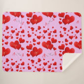 Red Hearts Infinity Initialen Monogram op roze | Sherpa Deken (Voorkant (horizontaal))
