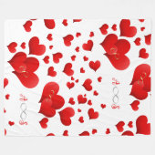 Red Hearts Infinity Initialen Monogram op wit | Fleece Deken (Voorkant (Horizontaal))