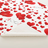 Red Hearts Infinity Initialen Monogram op wit | Sherpa Deken (3/4)