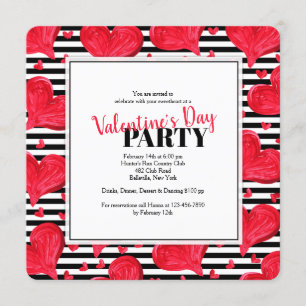 Red Hearts Invitation Kaart