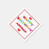 Red Hearts Kleurrijke Gepersonaliseerde Verjaardag Servet (Hoek)