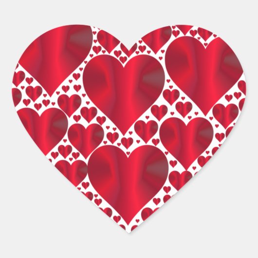 Red Hearts Lace Design on White Background Heart Hart Sticker (Voorkant)