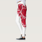 Red Hearts Lace Design op White Background Leggings (Links)