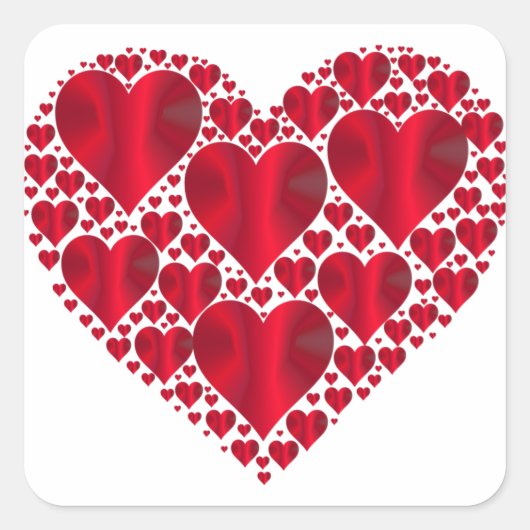 Red Hearts Lace Design Square Sticker (Voorkant)