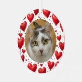 Red Hearts Lijst Custom Pet Foto Metalen Ornament (Voorkant links)
