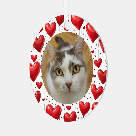 Red Hearts Lijst Custom Pet Foto Metalen Ornament (Voorkant links)