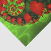 Red Hearts Lime Green Modern Abstract Fractal Art Tissuepapier (Detail)