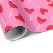 Red Hearts Lollipops Love Valentine's Day Pink Cadeaupapier (Rol Hoek)