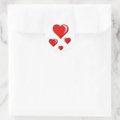 Red Hearts Love and Valentijnsdag Ronde Sticker (Tas)