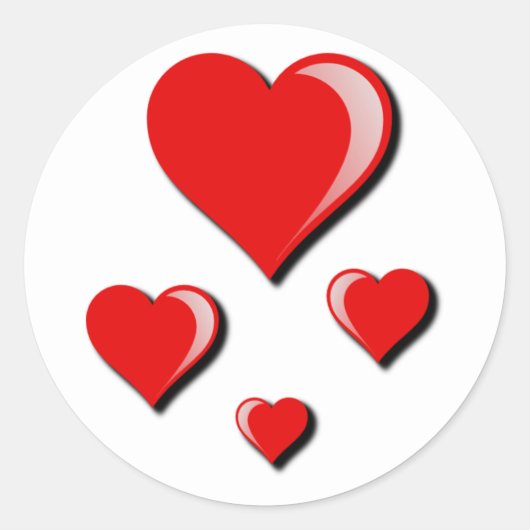 Red Hearts Love and Valentijnsdag Ronde Sticker (Voorkant)
