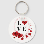 Red Hearts Love Button Sleutelhanger (Voorkant)