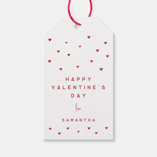 Red Hearts Love Happy Valentine's Day Cadeaulabel (Voorkant)