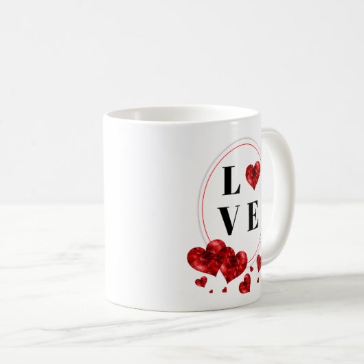 Red Hearts Love Romantic Tea Cup Coffee Mok (Voorkant rechts)