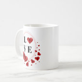 Red Hearts Love Romantic Tea Cup Coffee Mok (Voorkant links)