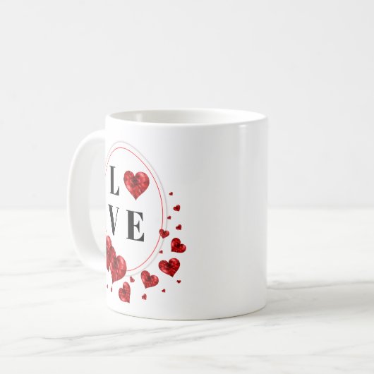 Red Hearts Love Romantic Tea Cup Coffee Mok (Voorkant links)