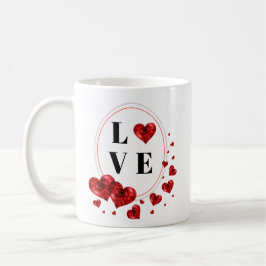 Red Hearts Love Romantic Tea Cup Coffee Mok