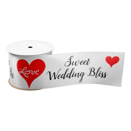 Red Hearts Love Sweet Wedding Bliss 3 INCH Satijnen Lint (Spoel)