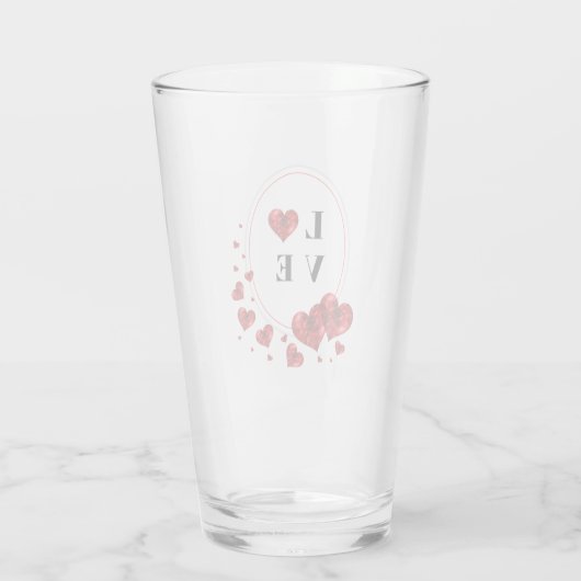 Red Hearts Love Unieke Drink Glass Tumbler (Achterkant)