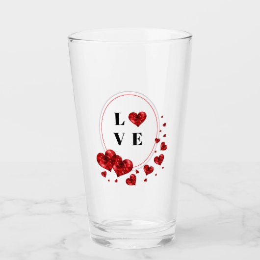 Red Hearts Love Unieke Drink Glass Tumbler (Voorkant)