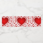 Red Hearts Love Waterfles Etiket (Enkel label)