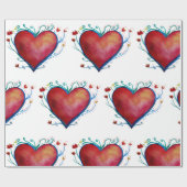 Red Hearts Love Wrapping Paper Cadeaupapier (Vlak)