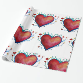 Red Hearts Love Wrapping Paper Cadeaupapier