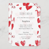 Red Hearts Love XOXO Birthday Kaart (Voorkant / Achterkant)