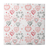 Red Hearts met Black Accents Pattern Tegeltje (Voorkant)