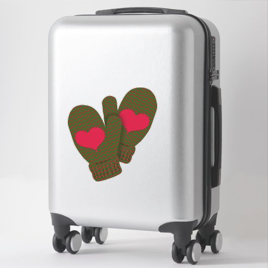 Red Hearts Mittens | Kerstfeestdag groot Sticker (Koffer)