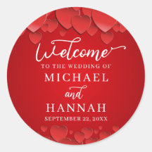 Red Hearts Modern Elegant Wedding Welkom