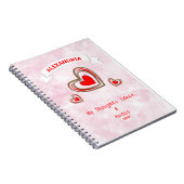 Red Hearts Modern Love Romantic Personalize Notitieboek (Rechterzijde)