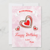 Red Hearts Modern Love Trendy Birthday Card (Voorkant)