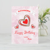 Red Hearts Modern Love Trendy Birthday Card (Staand voorkant)