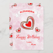 Red Hearts Modern Love Trendy Birthday Card (Voorkant / Achterkant)