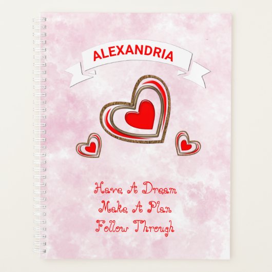 Red Hearts Modern Love Trendy Planner (Voorkant)