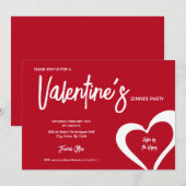 Red Hearts Modern Script Valentijnse binnenpartij Kaart (Voorkant / Achterkant)